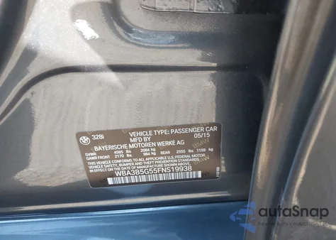 2015 BMW 328I xDrive z USA, uszkodzony, nr VIN WBA3B5G55FNS19938